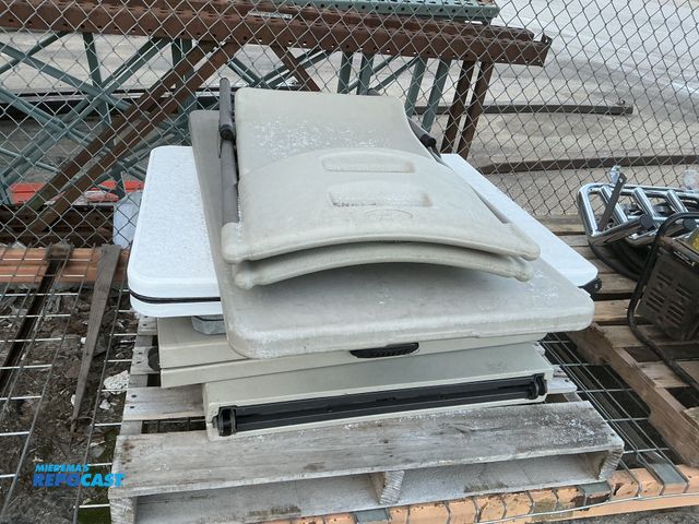 Lot 2-63344 - (5) Plastic Card Tables and (2) Foldable Plastic Chairs