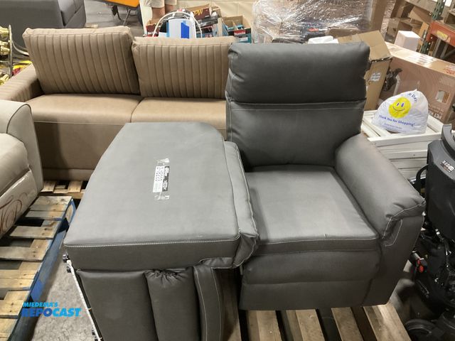 Lot 2-18223 - 55” 2-Piece Vinyl RV Sofa with Extendable Legs, missing back piece of left side
