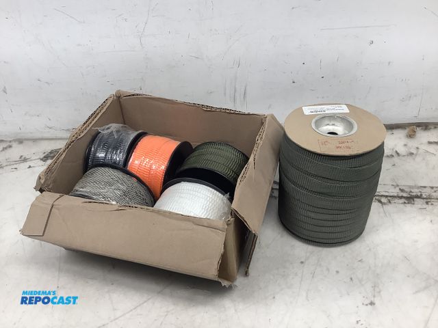 Lot 2-92838 - Tree Guying Strap Lot (five rolls of safety soft 100’ ties, and a roll of green 3/4”x250” general pu...