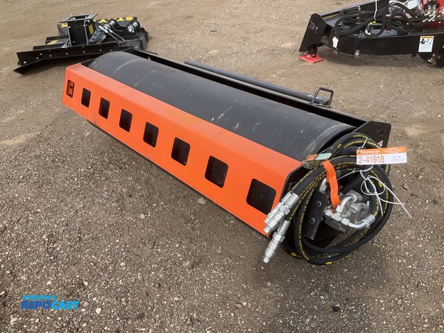 Lot 2-41918 - New Pabreak 73” vibratory roller skid steer attachment, has hydraulic hoses with quick couplers, ski...