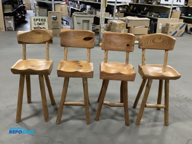Lot 2-67063 - Lot of (4) Light wood barstools