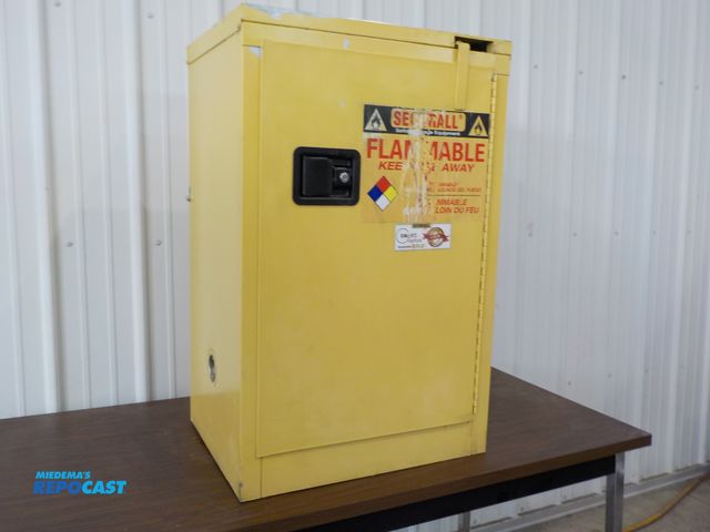 Lot 2-34230 - Securall safety storage cabinet. Model #A306. 12 gallon capacity. One adjustable shelf. 23"w x 18"D ...