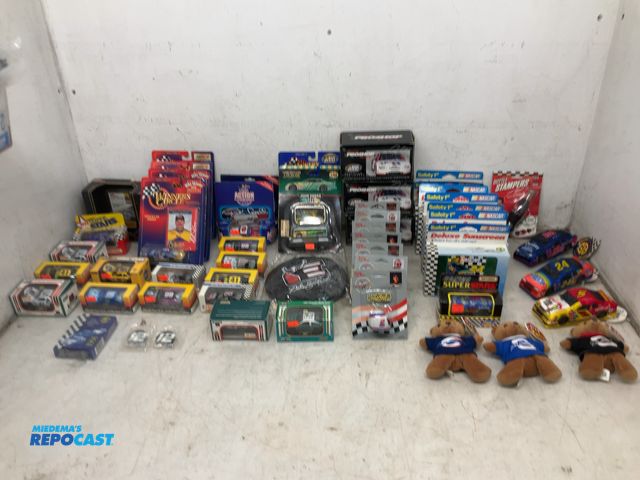Lot 2-96286 - Lot of 1:64 scale collectible stock cars, , (2) pins, (3) PIT Pals bears, (3) NASCAR speedie beanies...