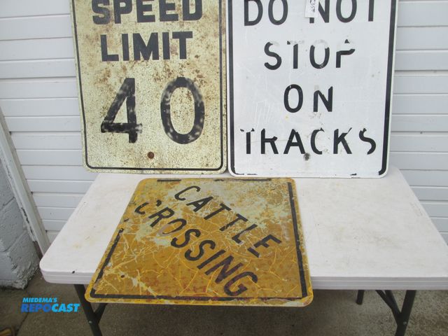 Lot 2-56884 - 3 vintage metal street signs. 24x30", 43" wide x 34" high
