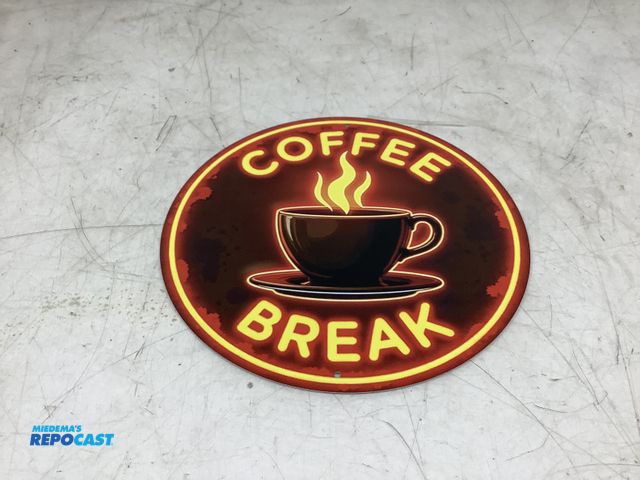 Lot 2-76345 - Coffee break circular metal tin sign approx. 8”
