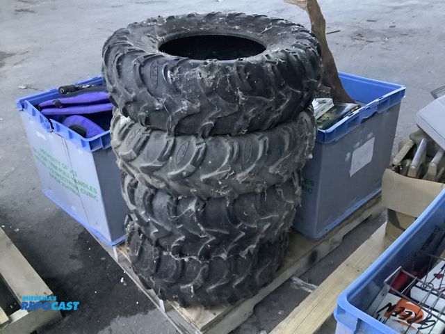 Lot 2-93409 - Set of Tires for a Quad, Front Tires Measure 25x8-12, Rear Measure 25x10-12