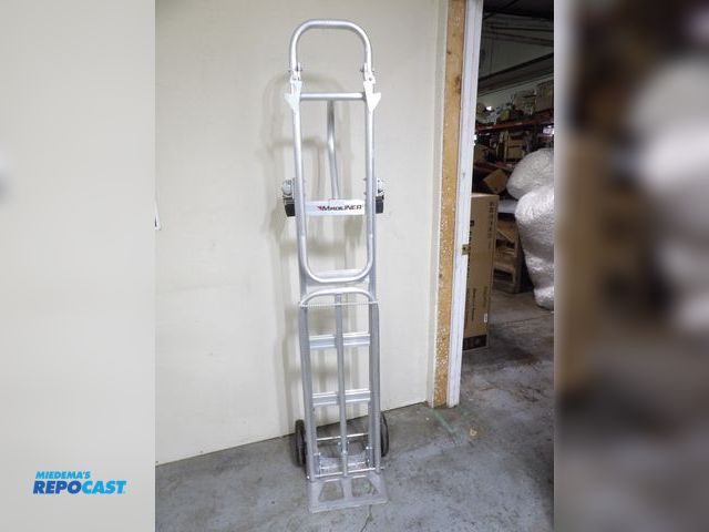 Lot 2-53955 - magliner; two-Position hand truck, 50011$
Cap., 6Ft x1ft, (2) 5" Swivels w/brakes, (2) rigid 8"
