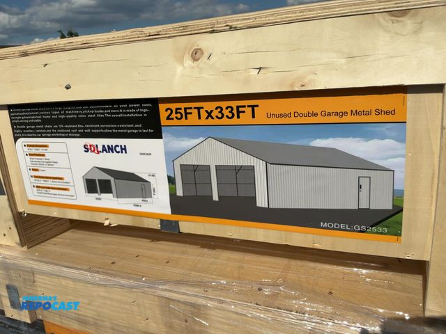 Lot 2-20131 - New SDLANCH 25’ x 33’ Double Garage Metal Shed, Model SDLC2533FT, 292” Wide x 386” Long x 148” Tall ...
