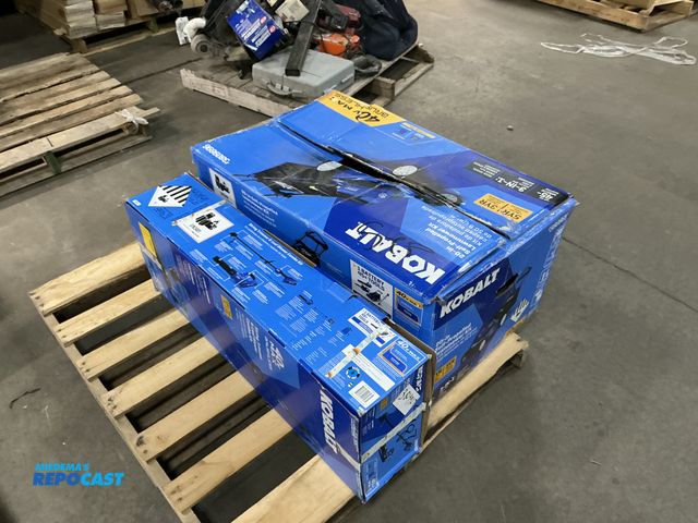 Lot 2-69116 - Lot of (1) Kobalt 20” self propelled lawn mower, and string trimmer and leaf blower combo kit.