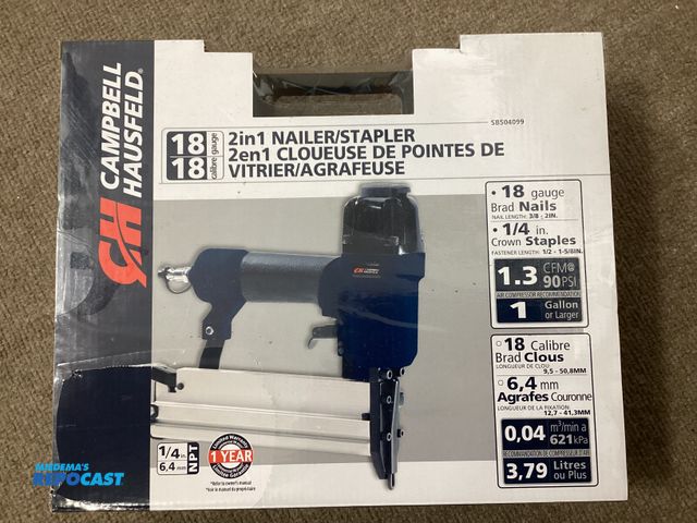 Lot 2-92923 - New Campbell Hausfeld 2 in 1 Nailer/Stapler. 18 Gauge Brad nails, 3/8” to 2 inches. 1/4” crown stapl...