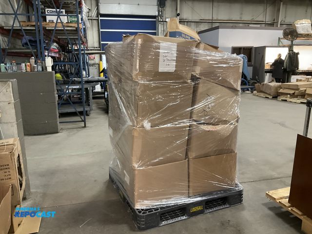 Lot 2-61985 - Skid lot of various boxes with assorted colored fabric and linen pieces