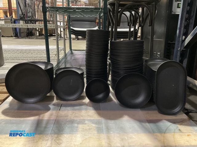 Lot 2-55046 - Lot of matching plastic dish washer safe, freezer safe, heat safe dishes.  Includes approx. (24) 7.5...