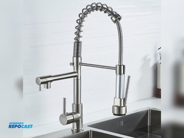 Lot 2-19687 - brushed nickel farmhouse kitchen faucet with pot filler