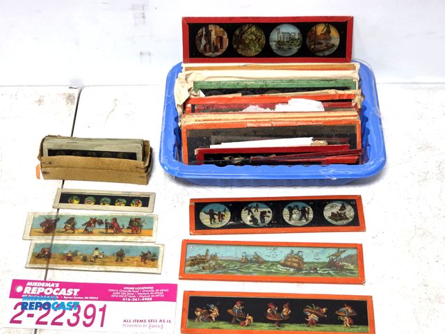 Lot 2-22391 - lot of antique glass magic lantern projector slides.