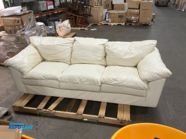 Lot 2-18749 - White Cushioned Sofa, 92”w x 40”d x 30”h