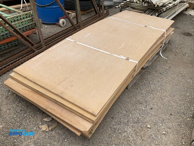 Lot 2-10382 - Skid lot of particle board sheets all about 36” x 96” x 1” approximately 10 pieces