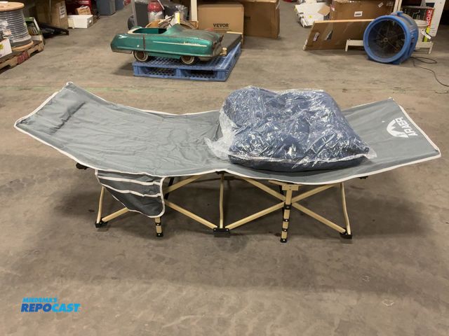 Lot 2-19614 - Araer collapsible Cot with blue cushion