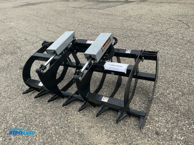 Product 2-3021 - New Tomahawk 66" Grapple Skid Steer Attachment, Universal Quick Attach, Two Hydraulic Grapple Arms, ...