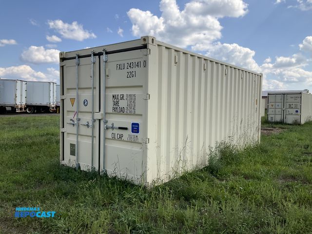 Lot 2-21488 - 2025 20’ Shipping / Storage Container, 8’ wide x 8’ 6” tall, swing doors on one end, wood deck, ring...