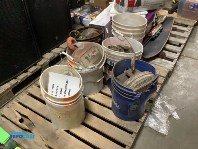 Lot 2-19533 - Buckets of heavy duty industrial winches, including (3) 1 1/2 ton chain fall 20’ long, and (1) 1 1/2...