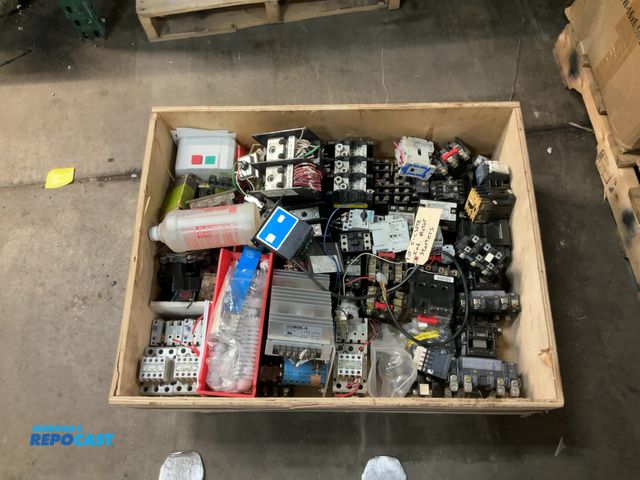 Lot 2-94837 - crate of industrial electric motor starters, stored indoors