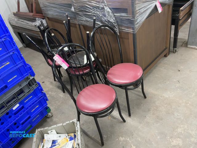 Lot 2-23739 - Lot of (6) matching metal framed chairs with vinyl padded seats.