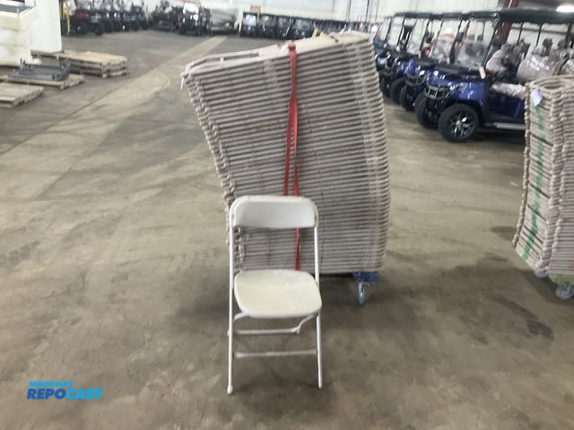 Lot 2-33231 - (50) folding chairs with plastic seats and backrests, metal frames, sells with cart, used