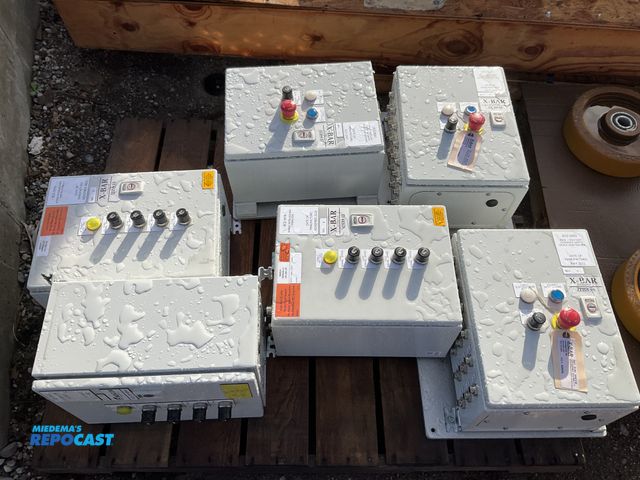 Lot 2-69700 - (6) weather-resistant industrial control/junction enclosures labeled X-BAR