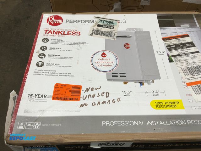 Lot 2-23376 - Rheem Performance Plus 199,900 BTU Natural Gas High Efficiency Outdoor Tankless Water Heater, Non-Co...