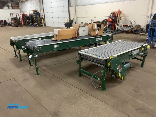 Lot 2-33288 - (3) Dematic Powered Conveyors, 30” Wide Plastic Conveyor Belts with Rollers Built Into Belt, Two 10’...