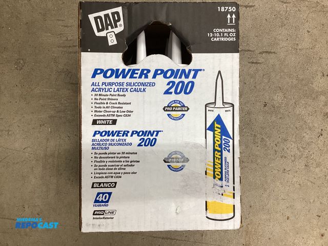 Lot 2-76577 - New 12 package of Dap 18750. DAP POWER POINT 200 is multi-purpose acrylic latex caulk with silicone ...