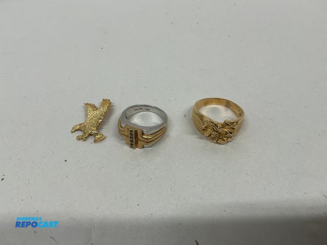 Lot 2-55320 - (1) Golden Ring, (1) Gold and Silver Ring, and (1) Gold Eagle Pin(DOBSON)