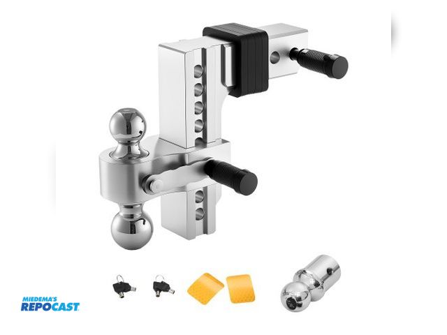 Lot 2-33207 - VEVOR AL-2.5-drop8” Adjustable Trailer Hitch, 8-Inch Drop Hitch, Tri-Ball Mount for 2.5-Inch Hitch R...