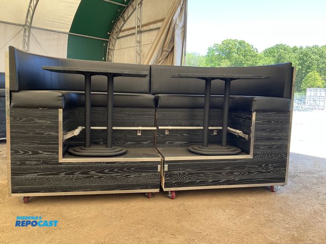 Lot 2-11201 - Authentic Court Side Suite Seats from Little Caesars Arena Elongated 4 Person Booth with Table Per S...