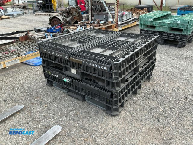 Lot 2-69431 - (2) black plastic foldable crates