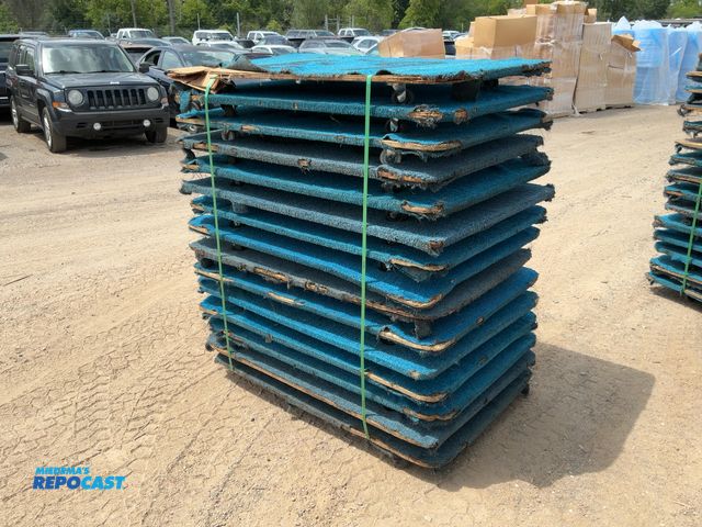 Lot 2-13343 - Stack of (15) Carpeted Wooden 4-Wheel Dollies, 36” x 54”