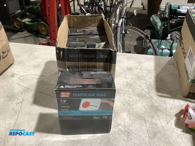 Lot 2-39476 - (5) 1lb Boxes of Grip Rite 7/8” Plastic Cap  ails, 1” Round Cap.