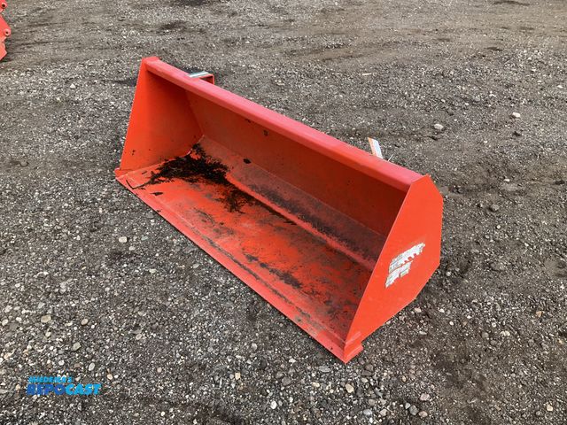 Lot 2-40565 - Kubota 50” loader bucket for a tractor, model L1624, pin-on mount, comes with 1” pins, welded on cut...