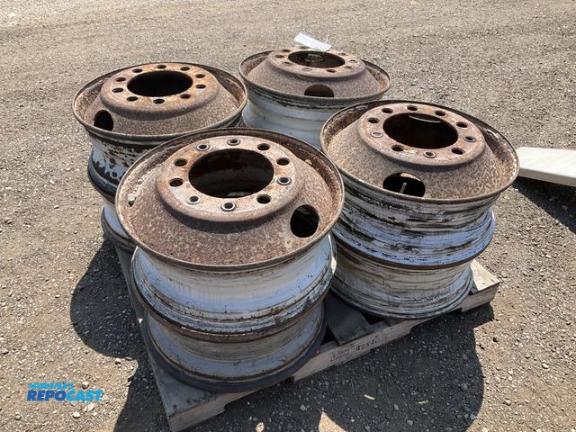 Lot 2-11164 - (8) stud piloted steel 22.5 semi wheels, used
