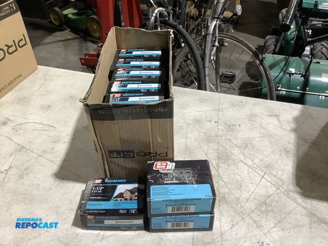 Lot 2-39471 - (13) 1lb Boxes of Grip Rite 1 1/2” Roofing Nails, (2) 1lb Boxes of Grip Rite 2” Electrogalvanized Ro...