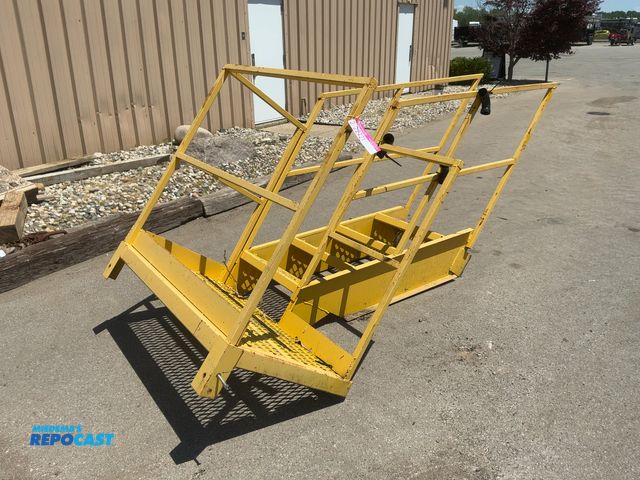 Lot 2-22771 - Metal Stairs with Landing and Handrail, four steps, landing is approx. 4’x28”, steps are 23-3/4” wid...