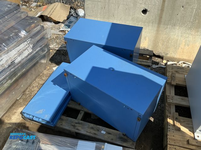 Lot 2-28632 - (2) 27.5”x15”x15”H Lista blue metal industrial storage boxes