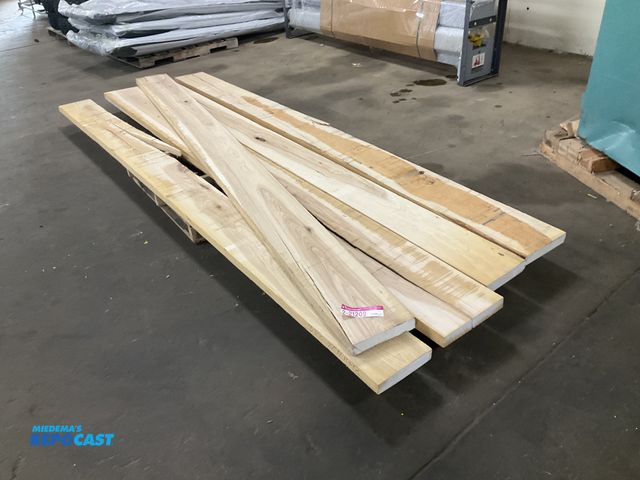 Lot 2-21209 - (5) 8/4 Hickory wood boards, approx 12’ lengths and widths from 9-1/2” to 13”