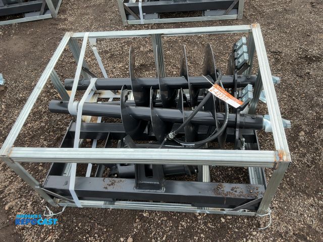 Lot 2-42222 - New JCT Hydraulic Auger Skid Steer Attachment, Universal Quick Attach, comes with 8”, 12”, and 18” a...