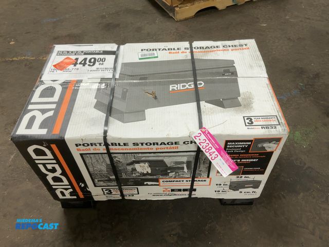 Lot 2-23843 - Ridgid RB32 Portable Storage Chest, 32”x19”x19”, Forkable, Handles on Both Ends