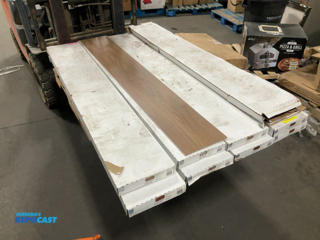 Lot 2-16095 - Lot of (9) cases of basque brown French oak vinyl flooring, 9.13” x 60”, 22.83 sq ft per box, some a...