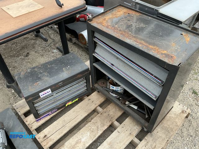 Lot 2-62947 - Lot of (2) stackable toolboxes, each box contains tools, including screwdrivers wrench sets, and soc...