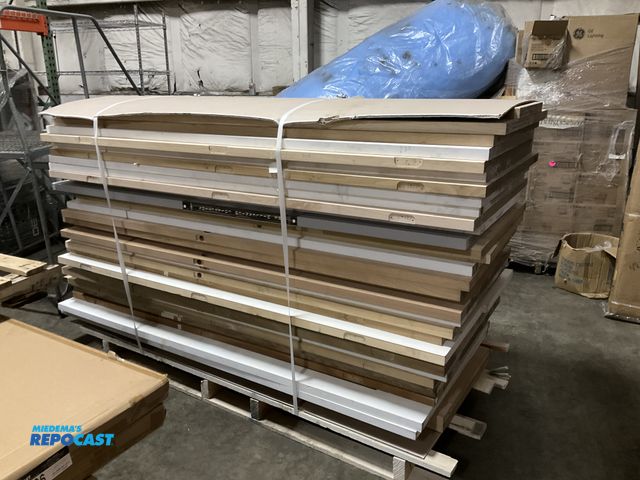 Lot 2-94802 - Skid lot of assorted color and type wooden doors all approx. 7’ tall