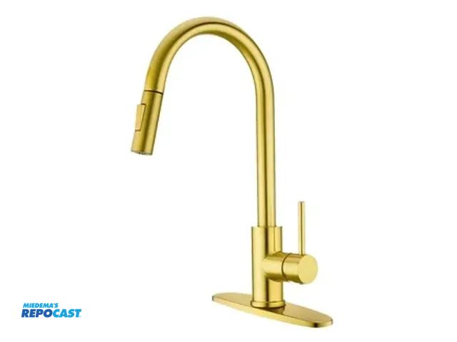 Lot 2-74306 - new brushed gold kitchen faucet