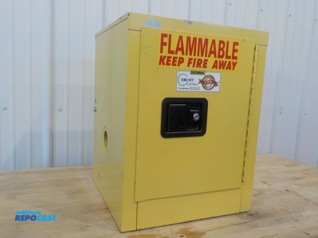 Lot 2-34211 - Securall flamable liquid storage cabinet. One adjustable shelf. 17" w x 17" d x 24" h